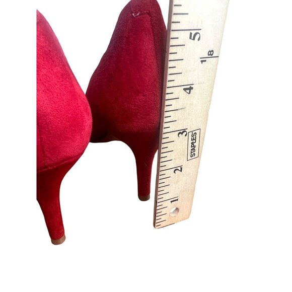 Alfani Jeules Red Faux Suede Pointed Toe Heels Womens Size 7 Medium - Picture 4 of 16